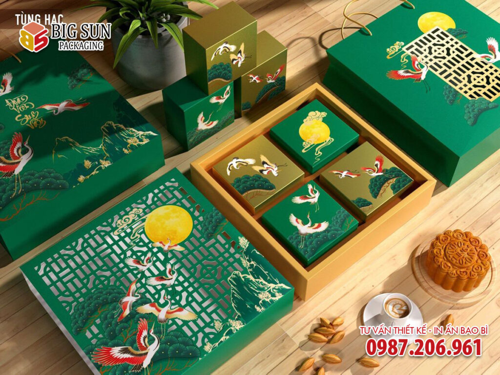 in hộp bánh trung thu tùng hạc