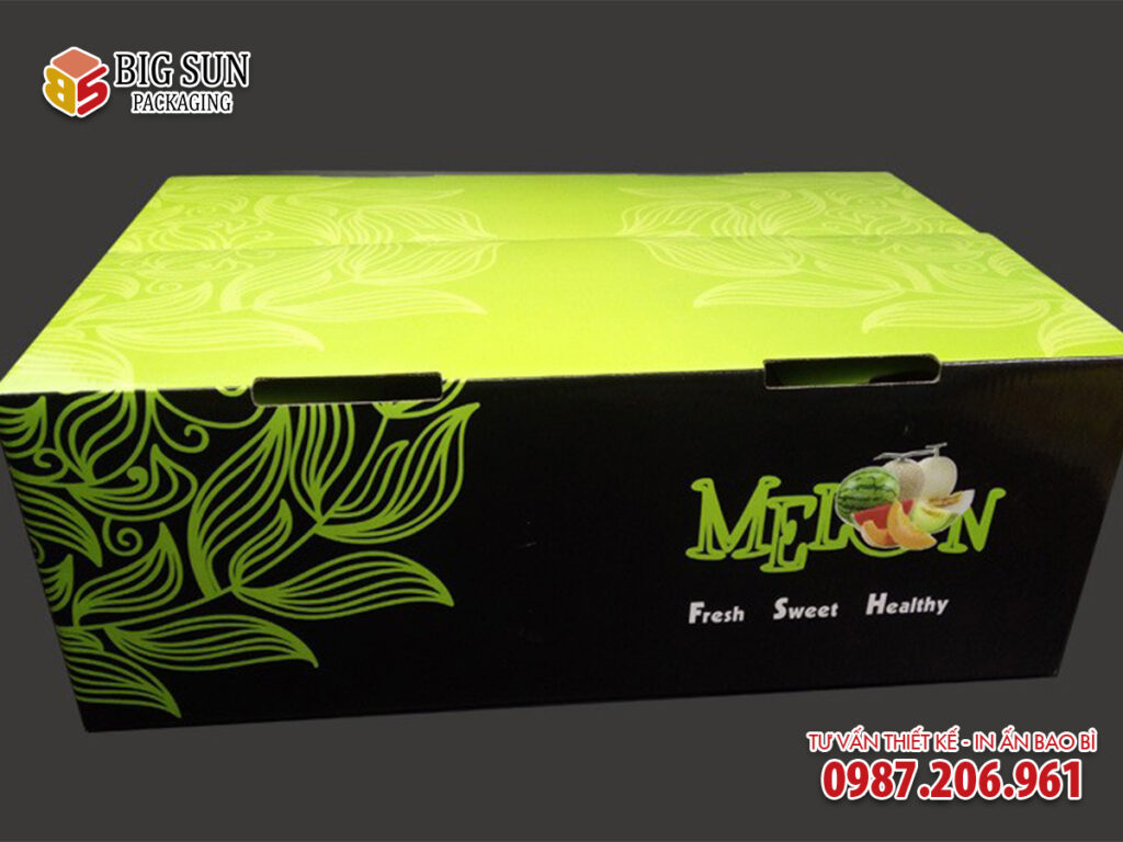 in thùng carton dưa lưới màu xanh đen