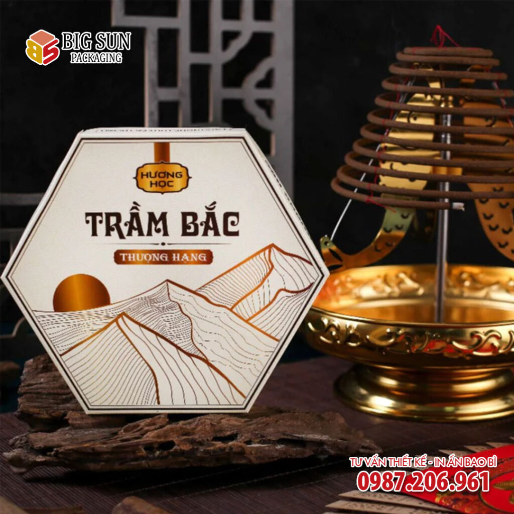in hộp đựng nhang vòng trầm bắc Hương Học