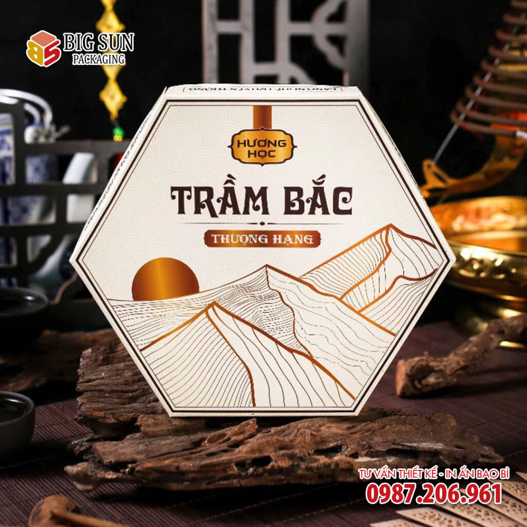 in hộp đựng nhang vòng trầm bắc Hương Học