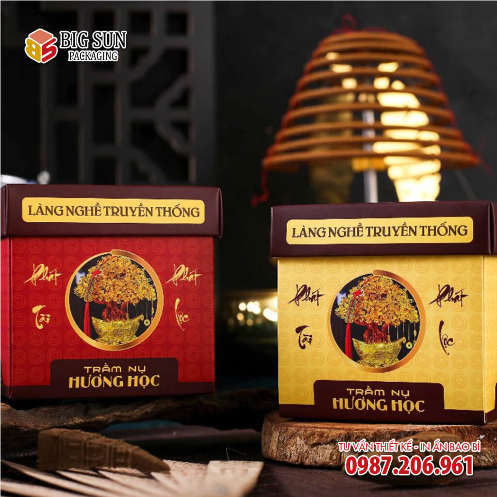 in hộp đựng nụ trầm Hương Học