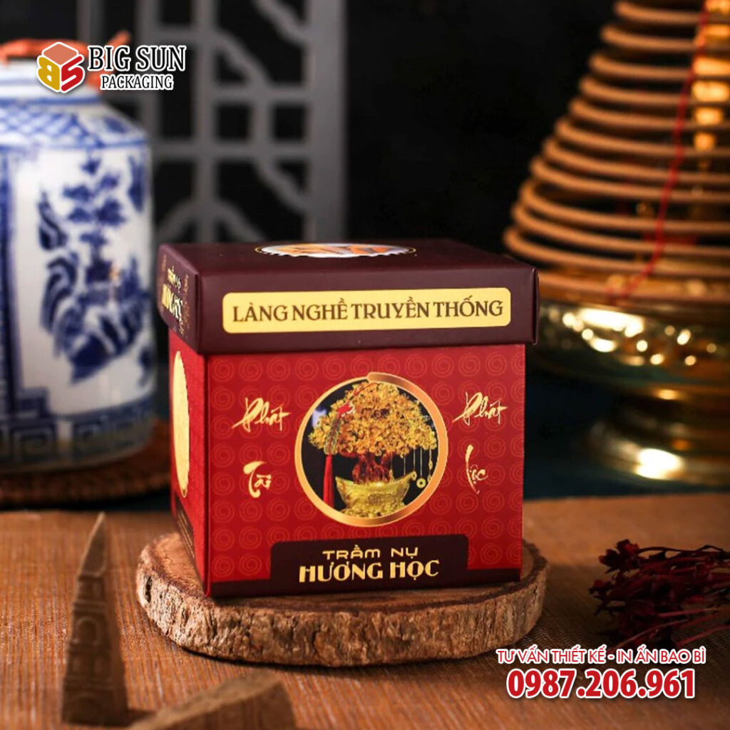 in hộp đựng nụ trầm Hương Học