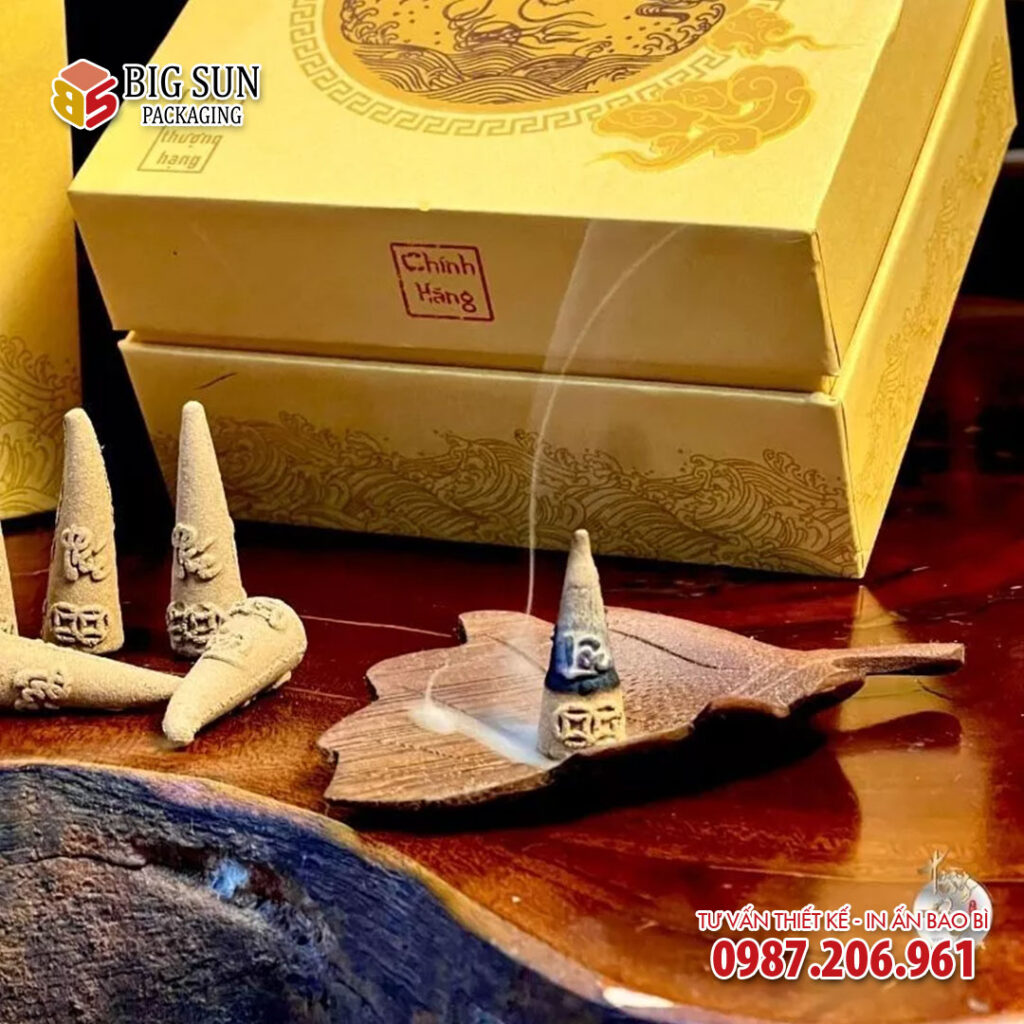in hộp đựng nụ trầm hương Hoàng Đan Tea