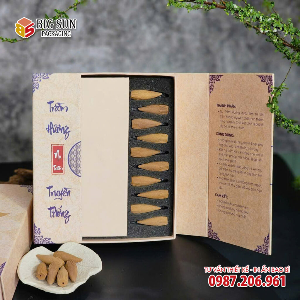 in hộp đựng nụ trầm hương - Tịnh