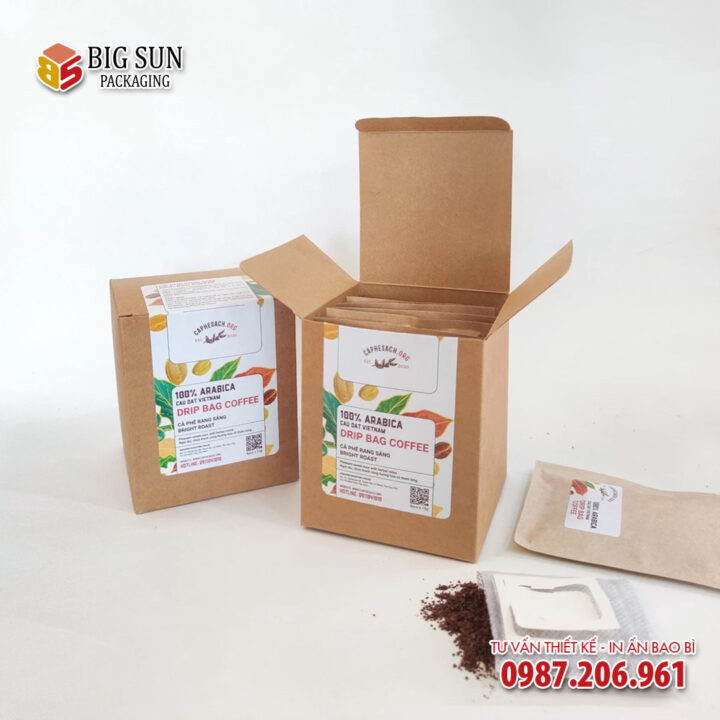 In hộp giấy đựng cà phê Caphesach