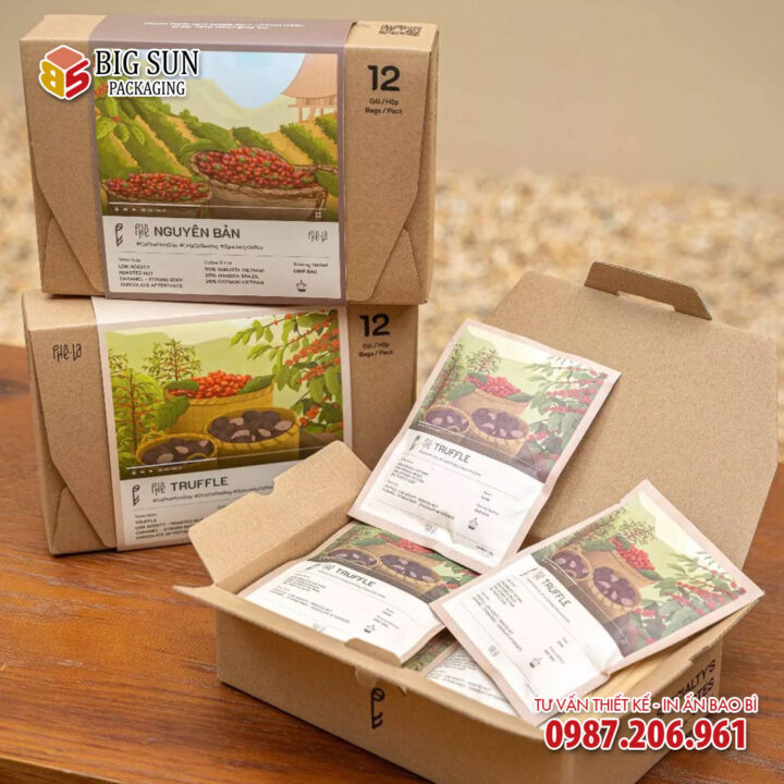 In hộp giấy đựng cà phê Phê La