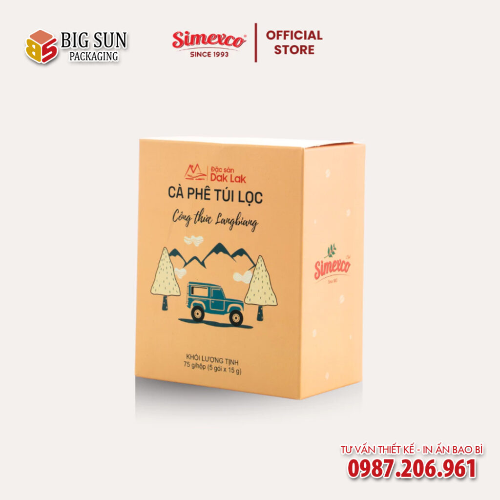 in hộp giấy đựng cà phê langbiang