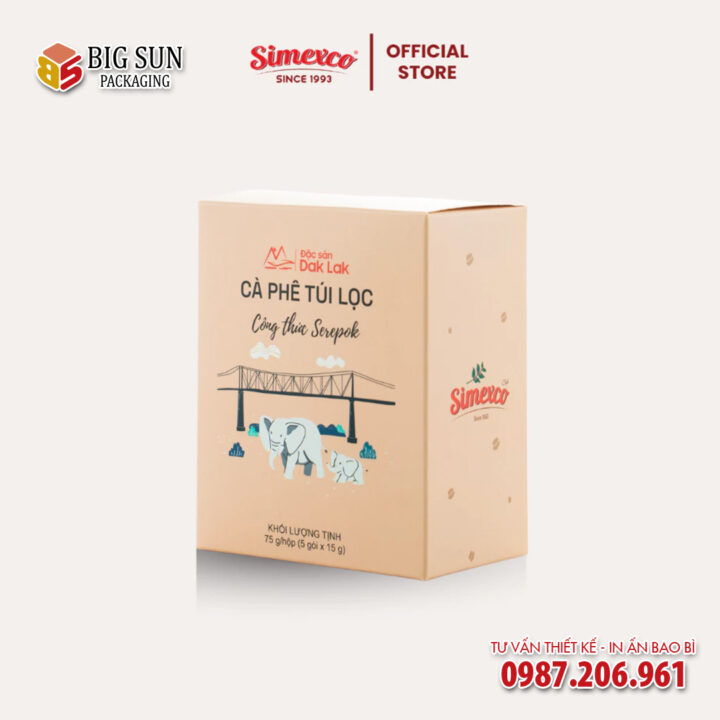 in hộp giấy đựng cà phê serepok