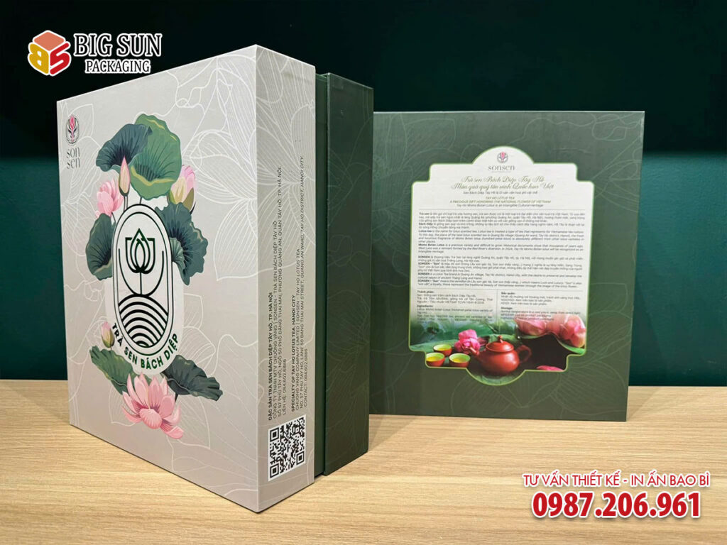 in hộp giấy đựng trà sen bách diệp