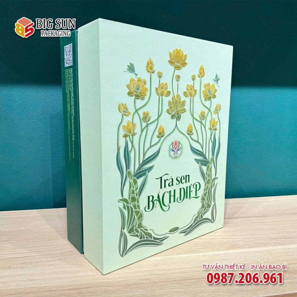 in hộp giấy đựng trà sen bách diệp