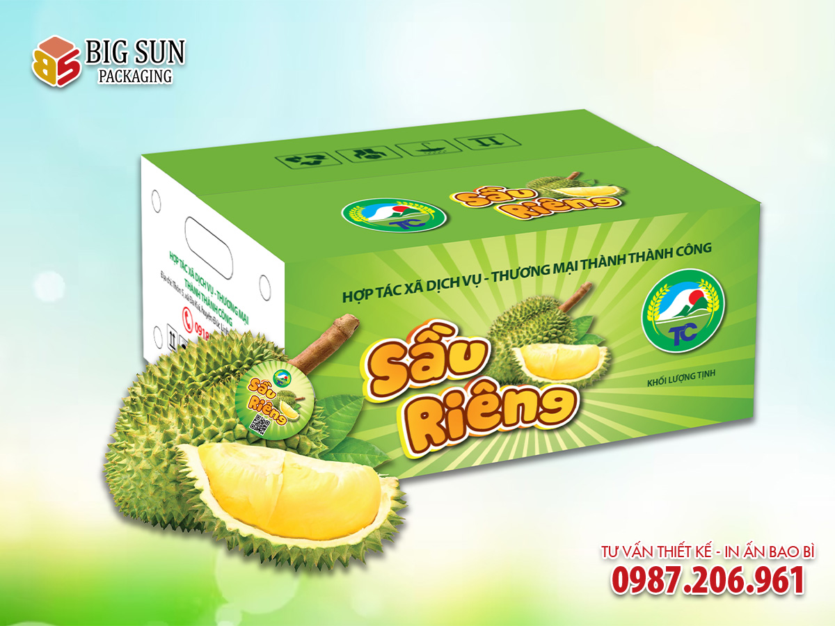 In thùng carton đựng sầu riêng Thành Công In thùng carton đựng sầu riêng Thành Công