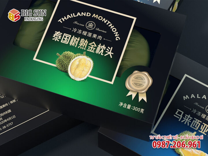 In hộp carton đựng sầu riêng thượng hạng