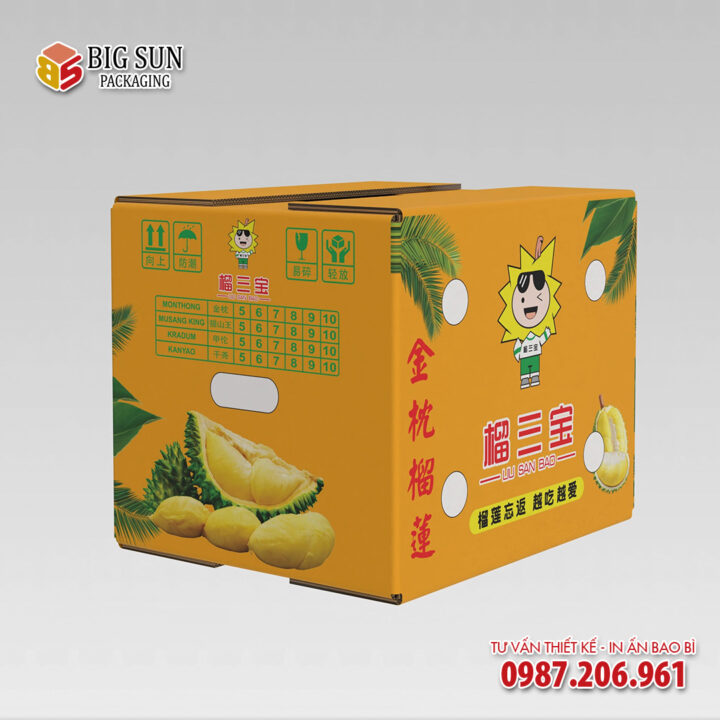 In thùng carton đựng sầu riêng Tam Bảo