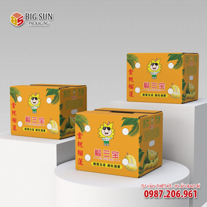 In thùng carton đựng sầu riêng Tam Bảo