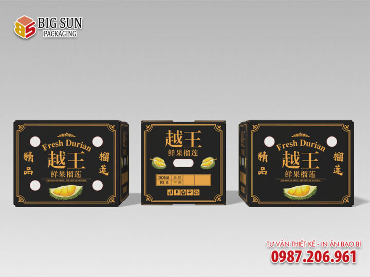 In thùng carton đựng sầu riêng sang trọng