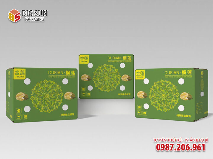 In thùng carton đựng sầu riêng Kim Liên