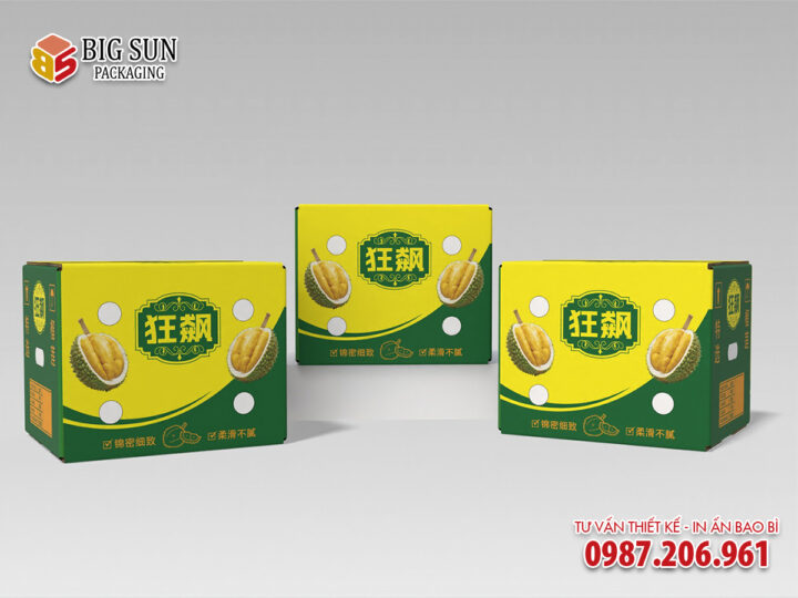 In thùng carton đựng sầu riêng Cuồng Phong