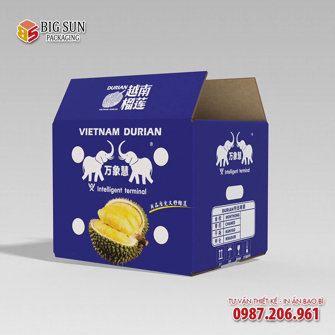 In thùng carton đựng sầu riêng xuất khẩu