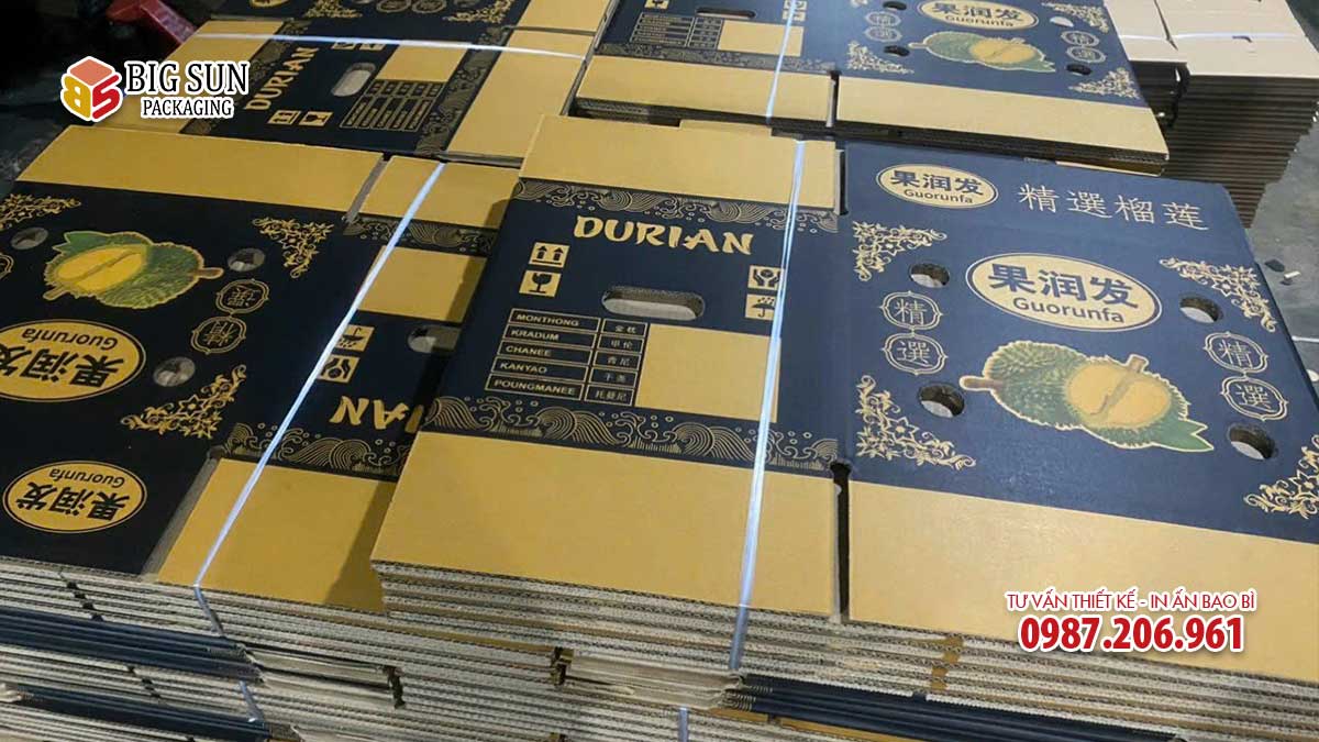 Mẫu thùng carton đựng sầu riêng cao cấp