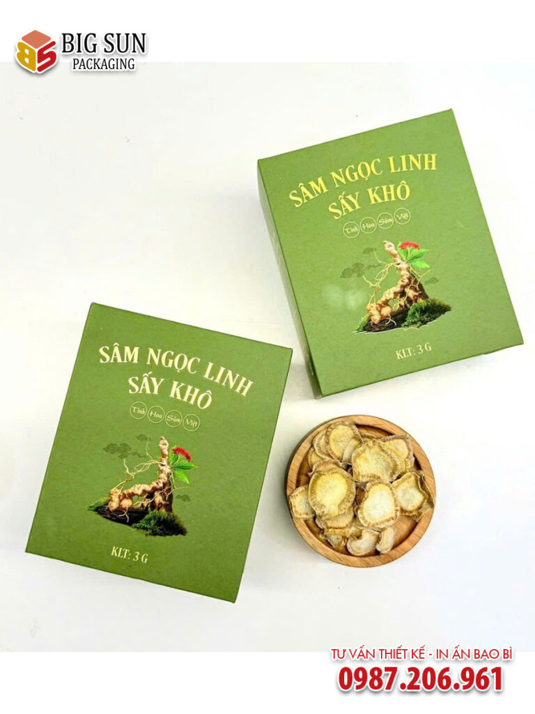 in hộp giấy Sâm Ngọc Linh sấy khô