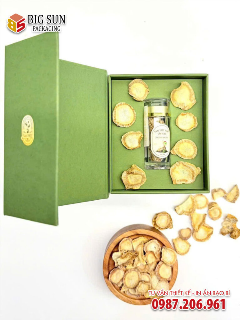 in hộp giấy Sâm Ngọc Linh sấy khô