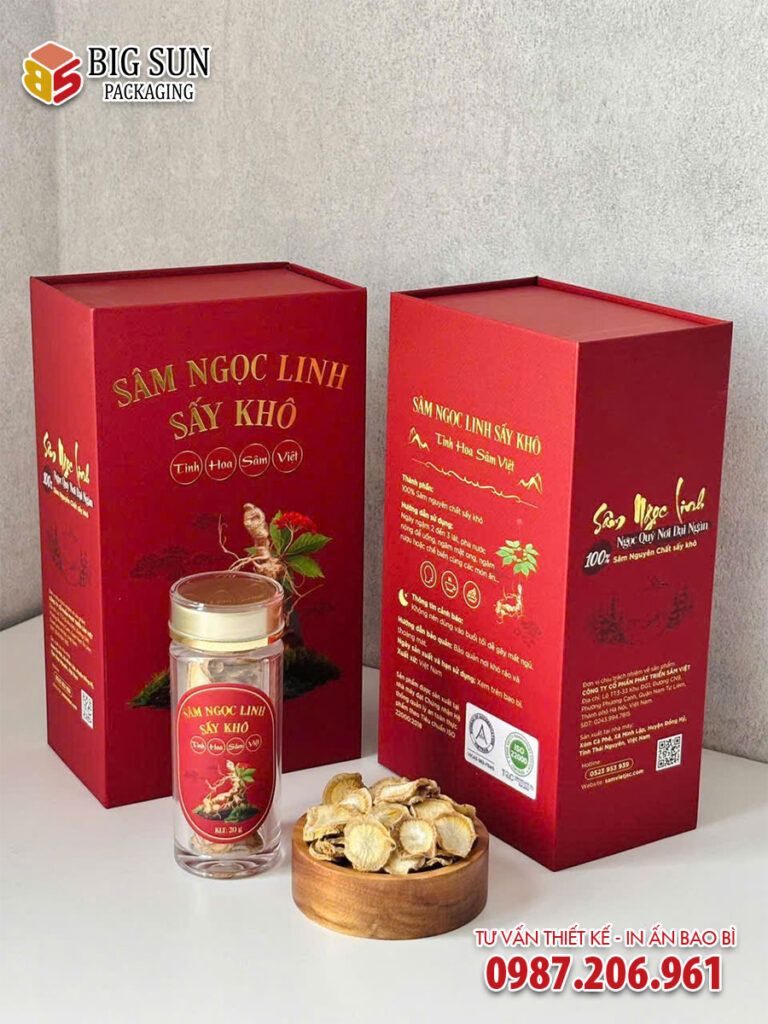 in hộp giấy Sâm Ngọc Linh sấy khô