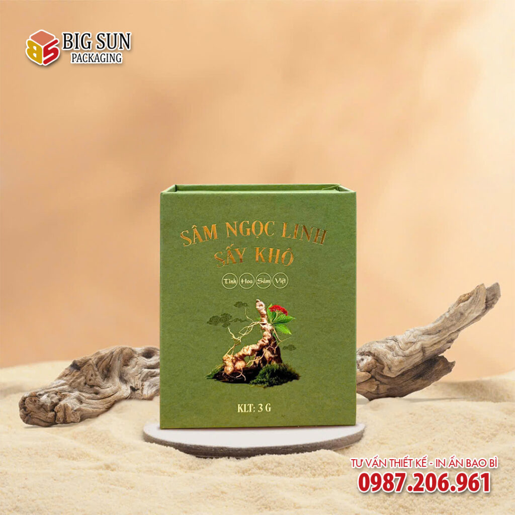 in hộp giấy Sâm Ngọc Linh sấy khô