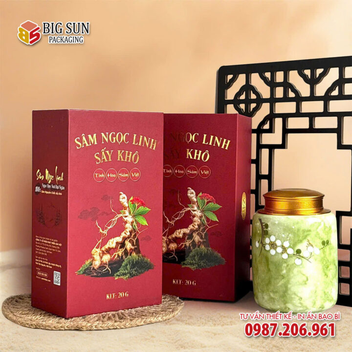 in hộp giấy Sâm Ngọc Linh sấy khô
