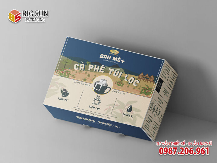 in hộp giấy đựng cà phê túi lọc ban mê