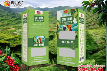in hộp giấy đựng cà phê chồn Bản F&B