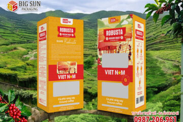 in hộp giấy đựng cà phê chồn Bản F&B