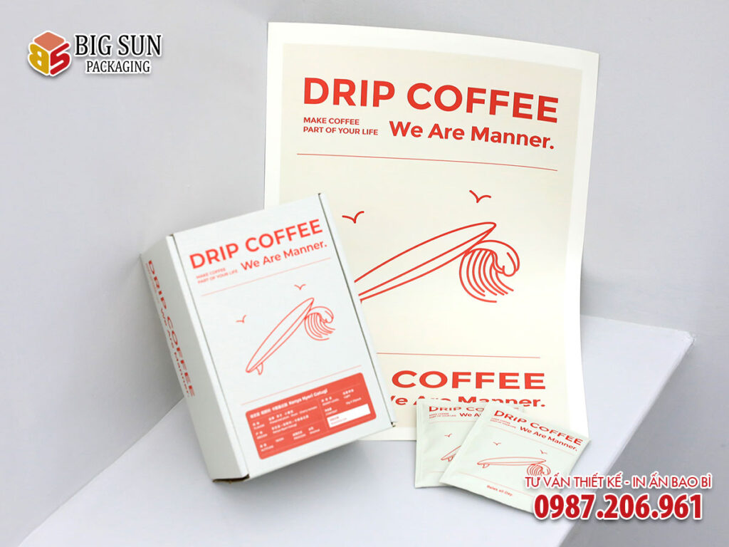 in hộp giấy đựng cà phê drip coffee