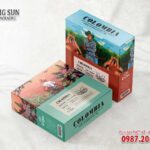 in hộp giấy đựng cà phê Columbia