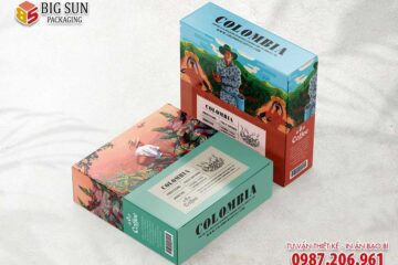 in hộp giấy đựng cà phê Columbia