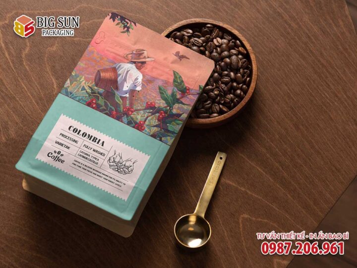 in hộp giấy đựng cà phê Columbia