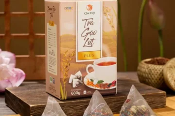 In hộp trà gạo lứt Quê Việt