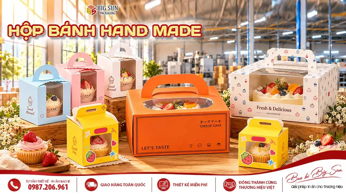 banner in hop giay dung banh hand made