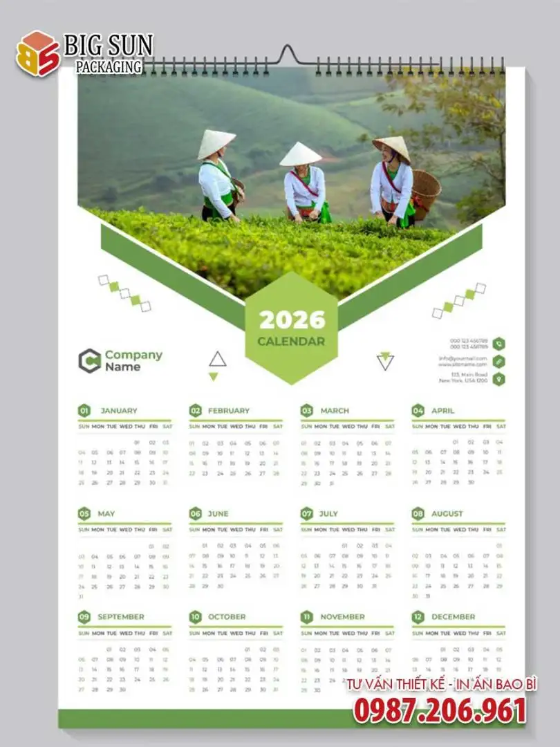 in lịch treo tường 1 tờ