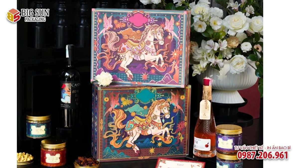 Hộp quà Tết thương hiệu Tuấn Mã Nghinh Xuân của Luna Cake