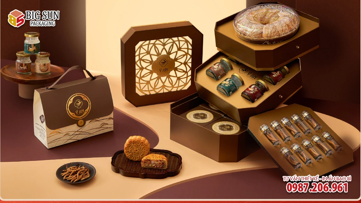 Hộp đựng yến Ý An Cặp Lồng Hoàng Kim