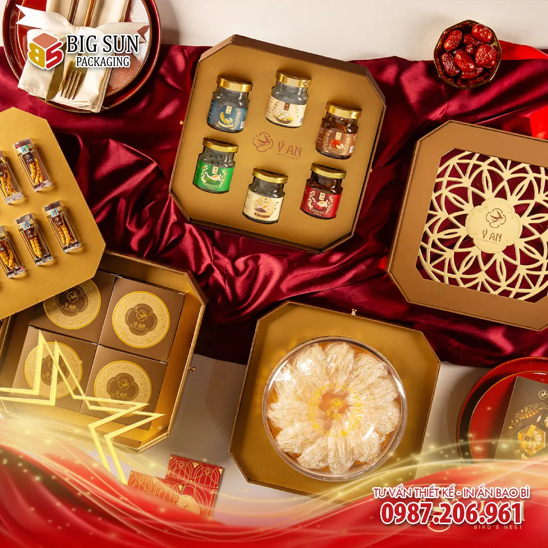 Hộp đựng yến Ý An Cặp Lồng Hoàng Kim