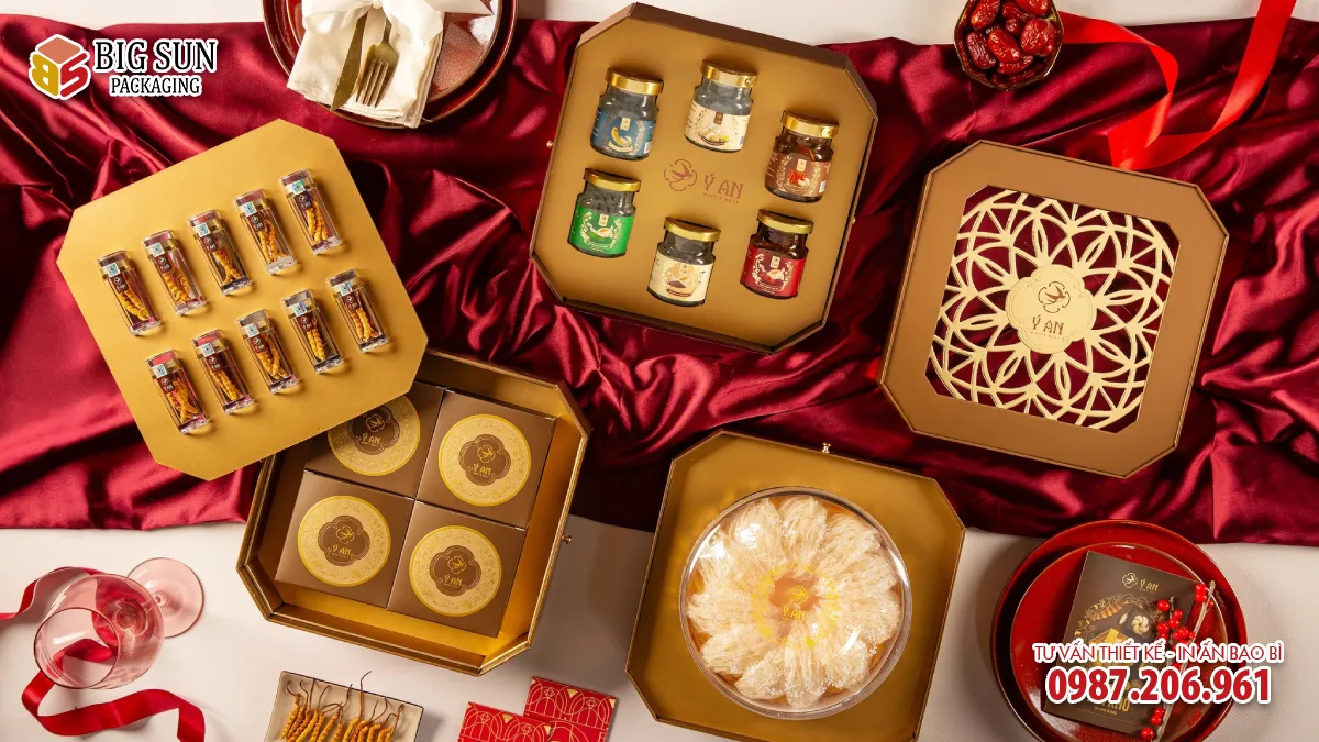 Hộp đựng yến Ý An Cặp Lồng Hoàng Kim