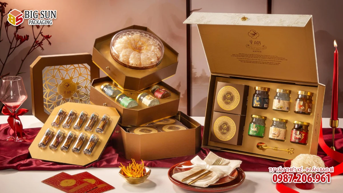 Hộp đựng yến Ý An Cặp Lồng Hoàng Kim