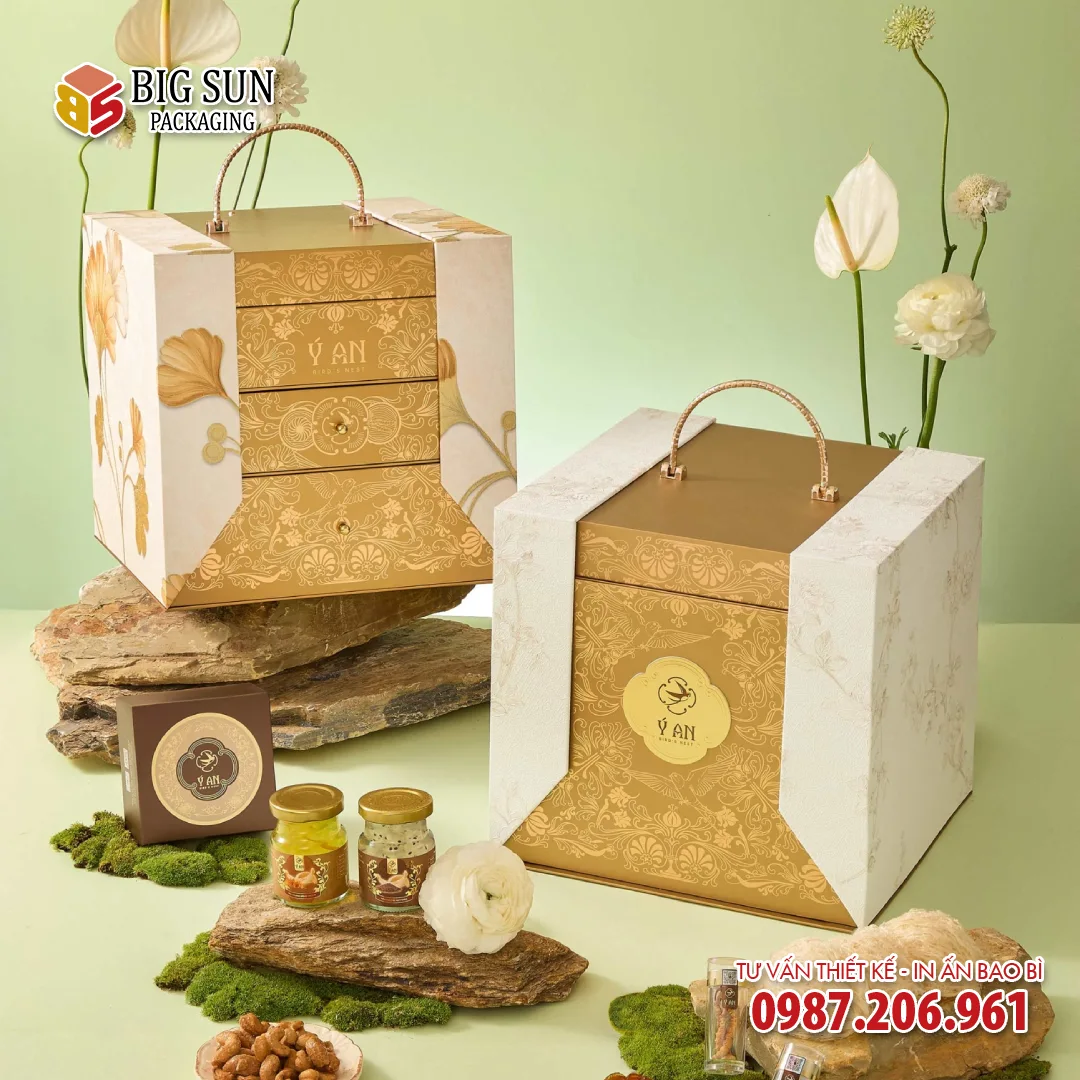 Hộp đựng yến Ý An Quà tặng Thượng Uyển ngăn kéo 3 tầng