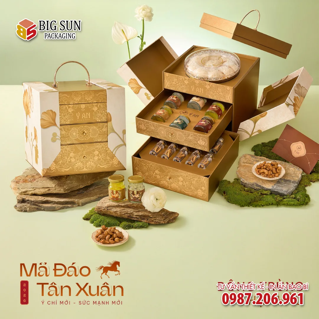 Hộp đựng yến Ý An Quà tặng Thượng Uyển ngăn kéo 3 tầng