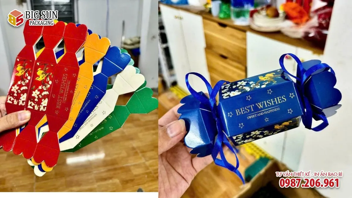 Hộp đựng bánh kẹo thắt nơ siêu xinh