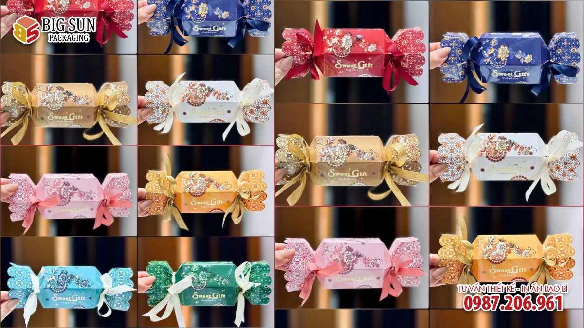 Hộp đựng bánh kẹo thắt nơ siêu xinh