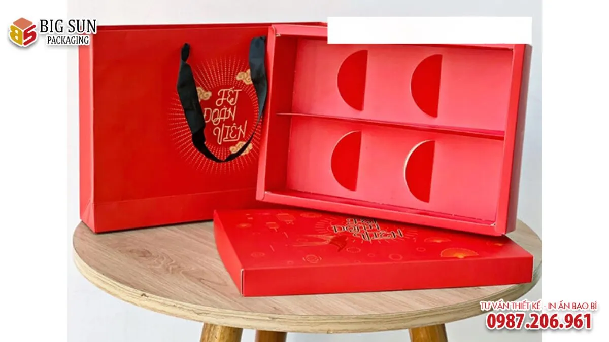 HỘP ĐỰNG BÁNH KẸO ÉN VÀNG MÀU ĐỎ CAO CẤP 