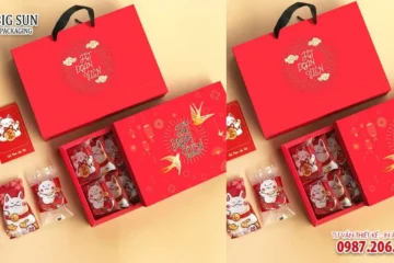 HỘP ĐỰNG BÁNH KẸO ÉN VÀNG MÀU ĐỎ CAO CẤP