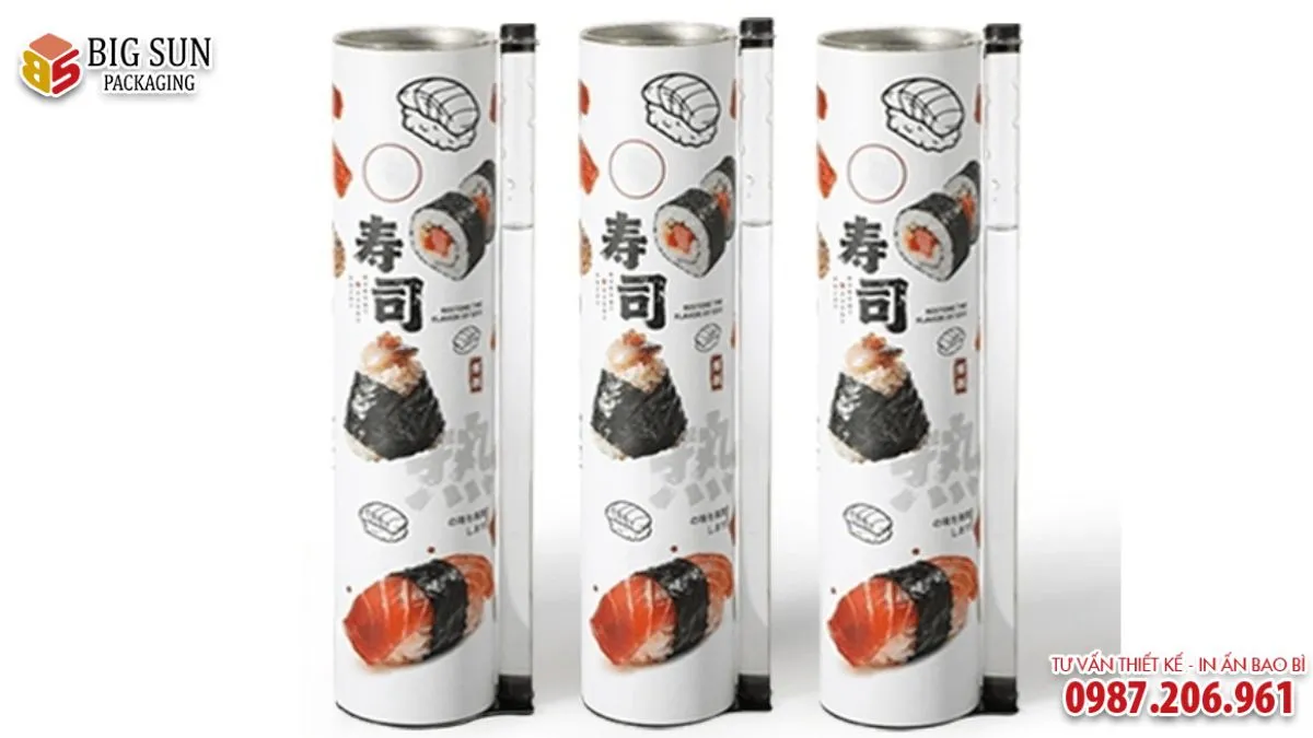 Ống trụ đẩy đựng kẹo mút sushi